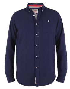 D555 Seddon Long Sleeve Linen Mix Shirt Navy